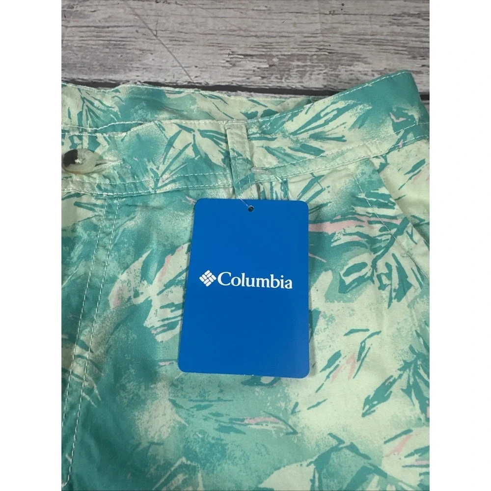 Columbia Men's Washed Out Printed Short  Ice Green SKETCHY Palms Print Size 32